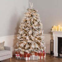 7.5 ft. Pre-Lit Flocked Bavarian Pine Tree - National Tree Company