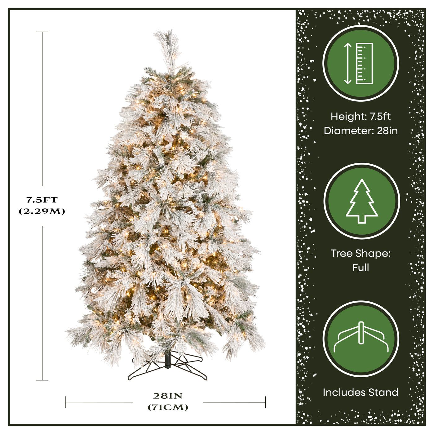 7.5 ft. Pre-Lit Flocked Bavarian Pine Tree - National Tree Company