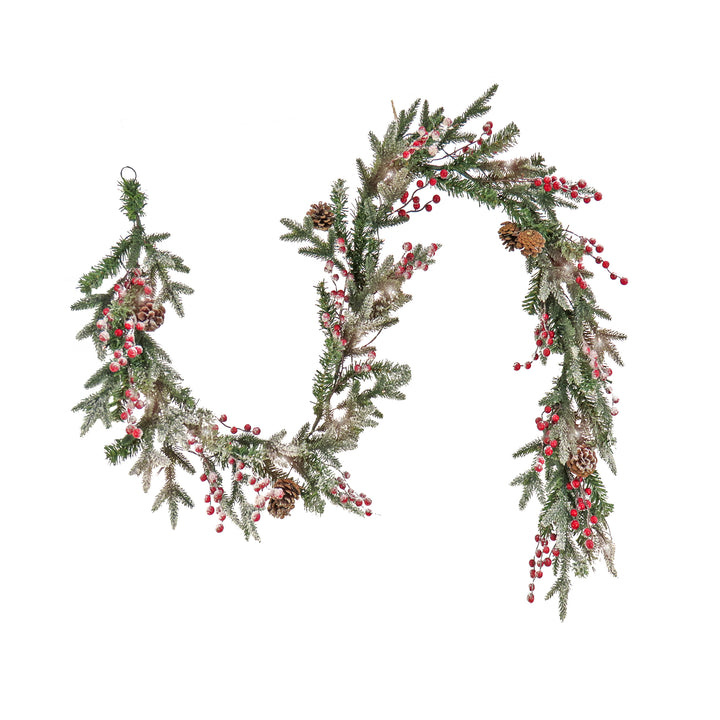6 ft. HGTV Home Collection Pre-Lit Frosted Traditions Garland