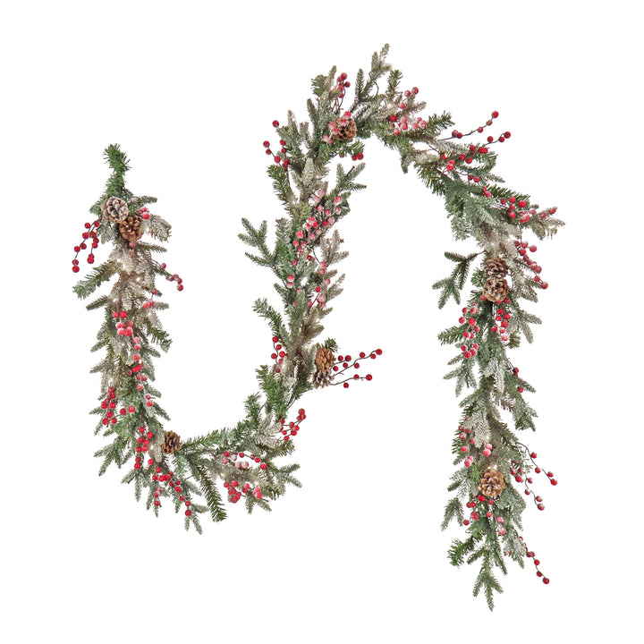 9 ft. HGTV Home Collection Pre-Lit Frosted Traditions Garland