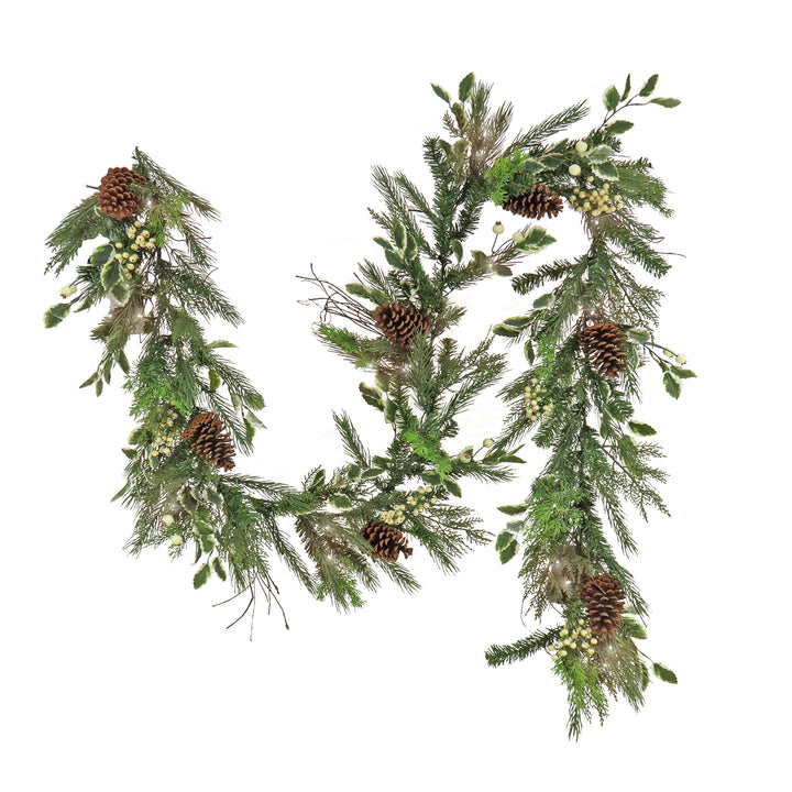 9 ft. HGTV Home Collection Pre-Lit Holly and Berry Garland