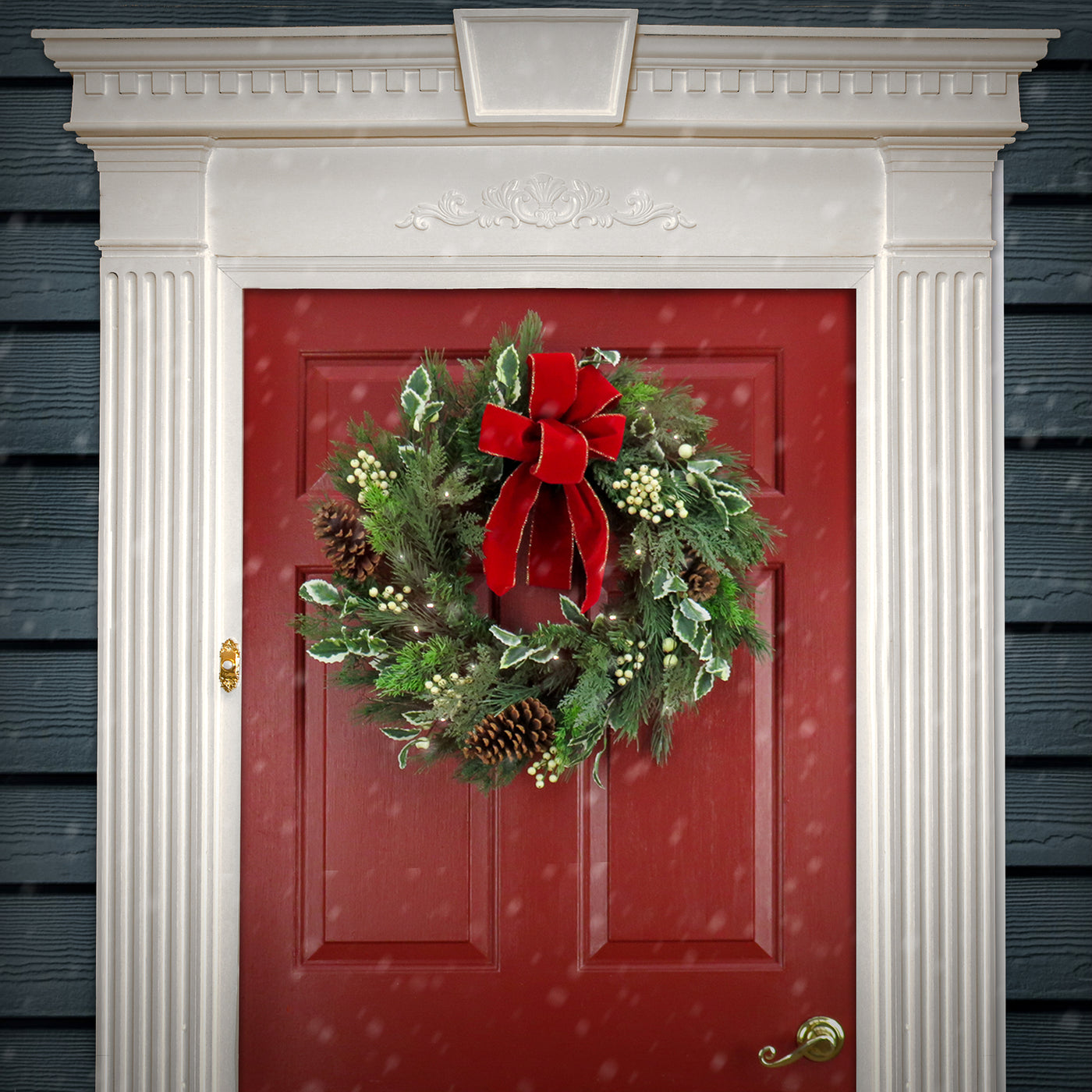 22 in. Pre-Lit HGTV Home Collection Holly and Berry Wreath - National Tree Company