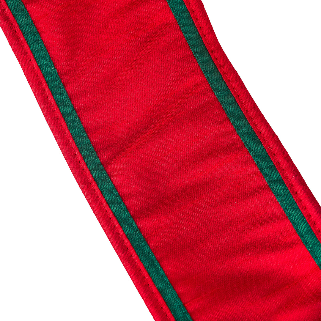 3" HGTV Home Collection Dupioni Double-Sided Ribbon, Red & Green