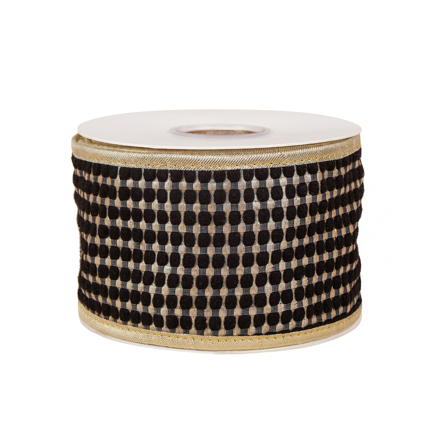 3" HGTV Home Collection Carmel Jacquard Double-Sided Ribbon, Black - National Tree Company