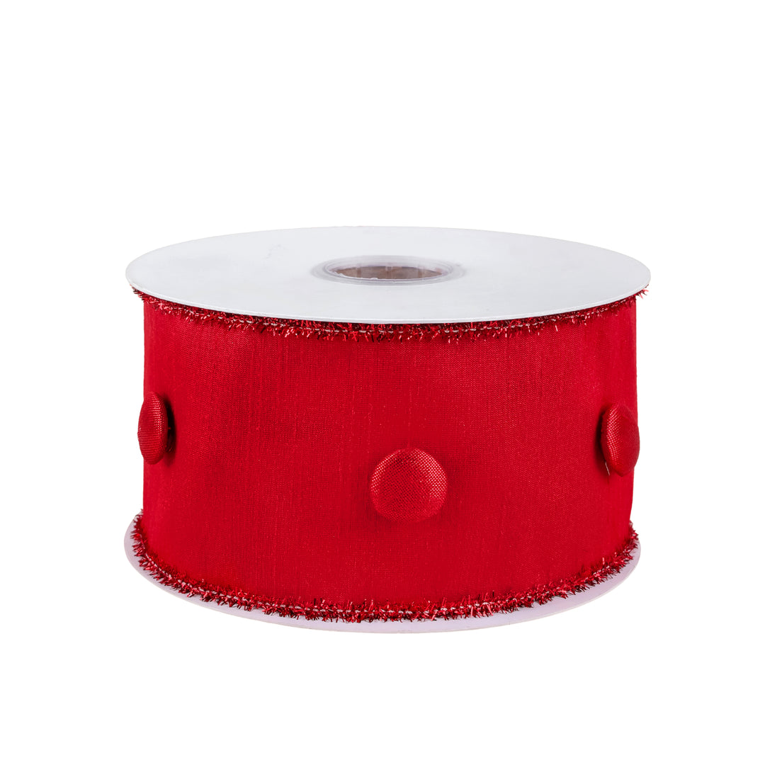 3" HGTV Home Collection Dupioni Button Ribbon, Red