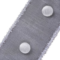 3 in. HGTV Home Collection Dupioni Button Ribbon, Silver - National Tree Company