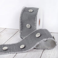 3 in. HGTV Home Collection Dupioni Button Ribbon, Silver - National Tree Company