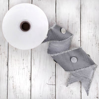 3 in. HGTV Home Collection Dupioni Button Ribbon, Silver - National Tree Company