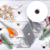 3 in. HGTV Home Collection Dupioni Button Ribbon, Silver - National Tree Company