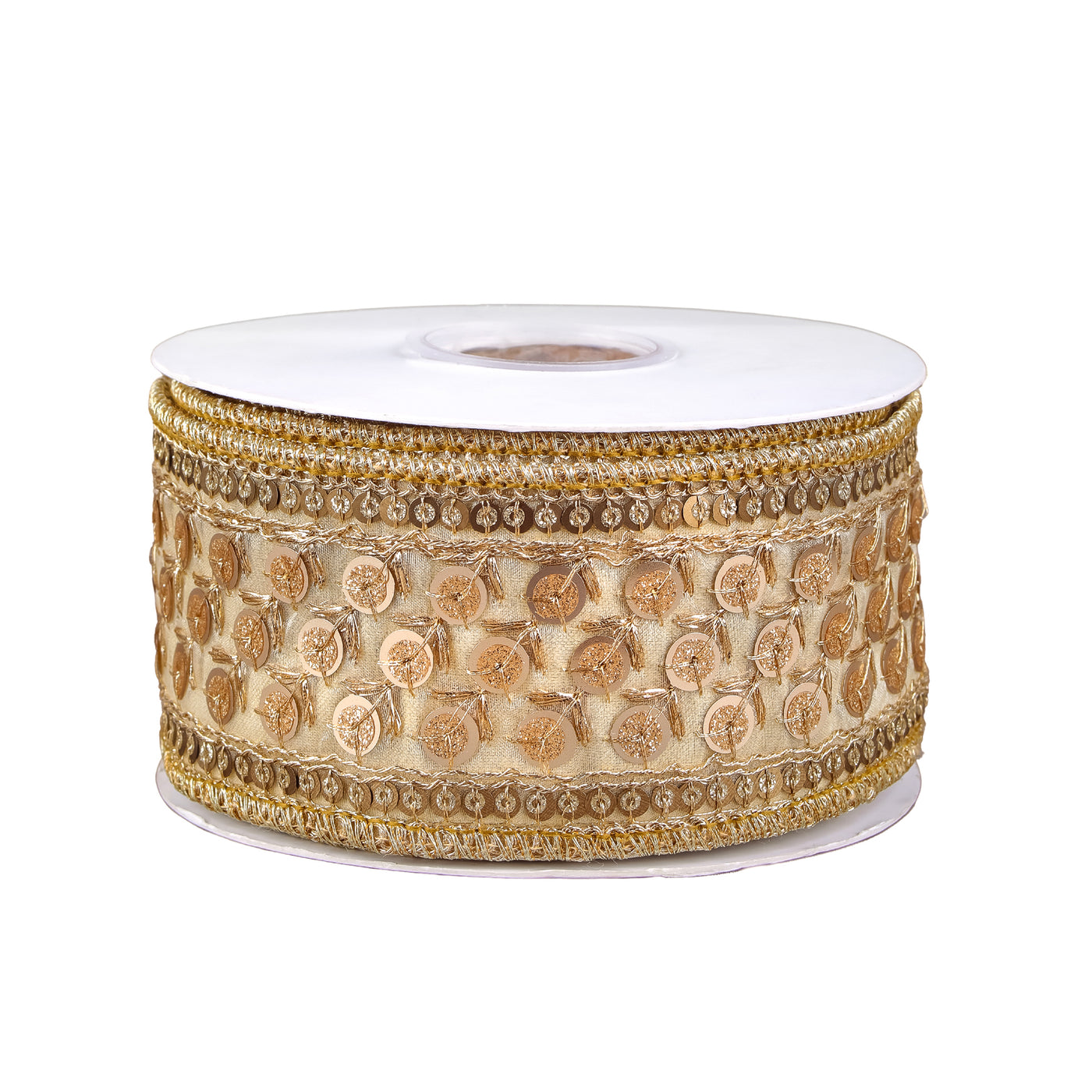 2.5" HGTV Home Collection Dupioni Gold Beaded Ribbon - National Tree Company