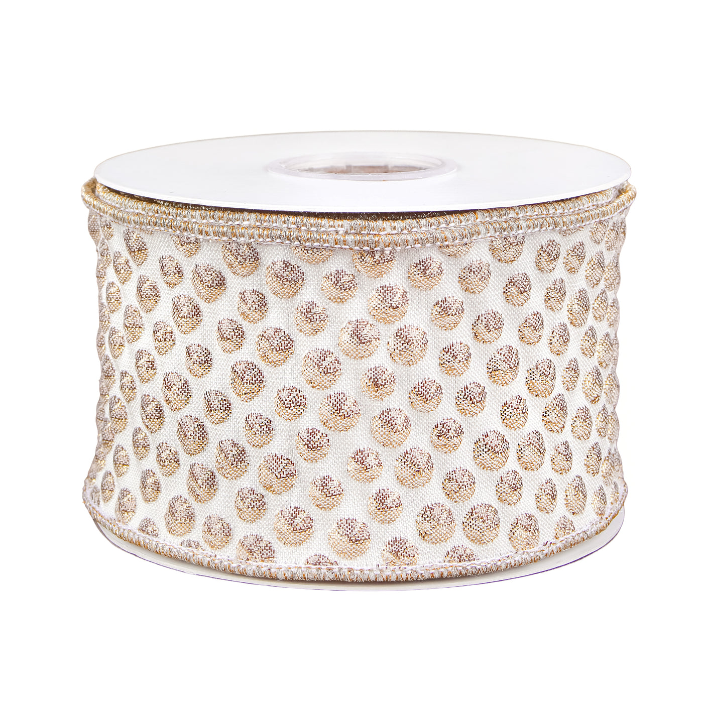 3" HGTV Home Collection Rainer Jacquard Tissue Back Ribbon, Gold - National Tree Company