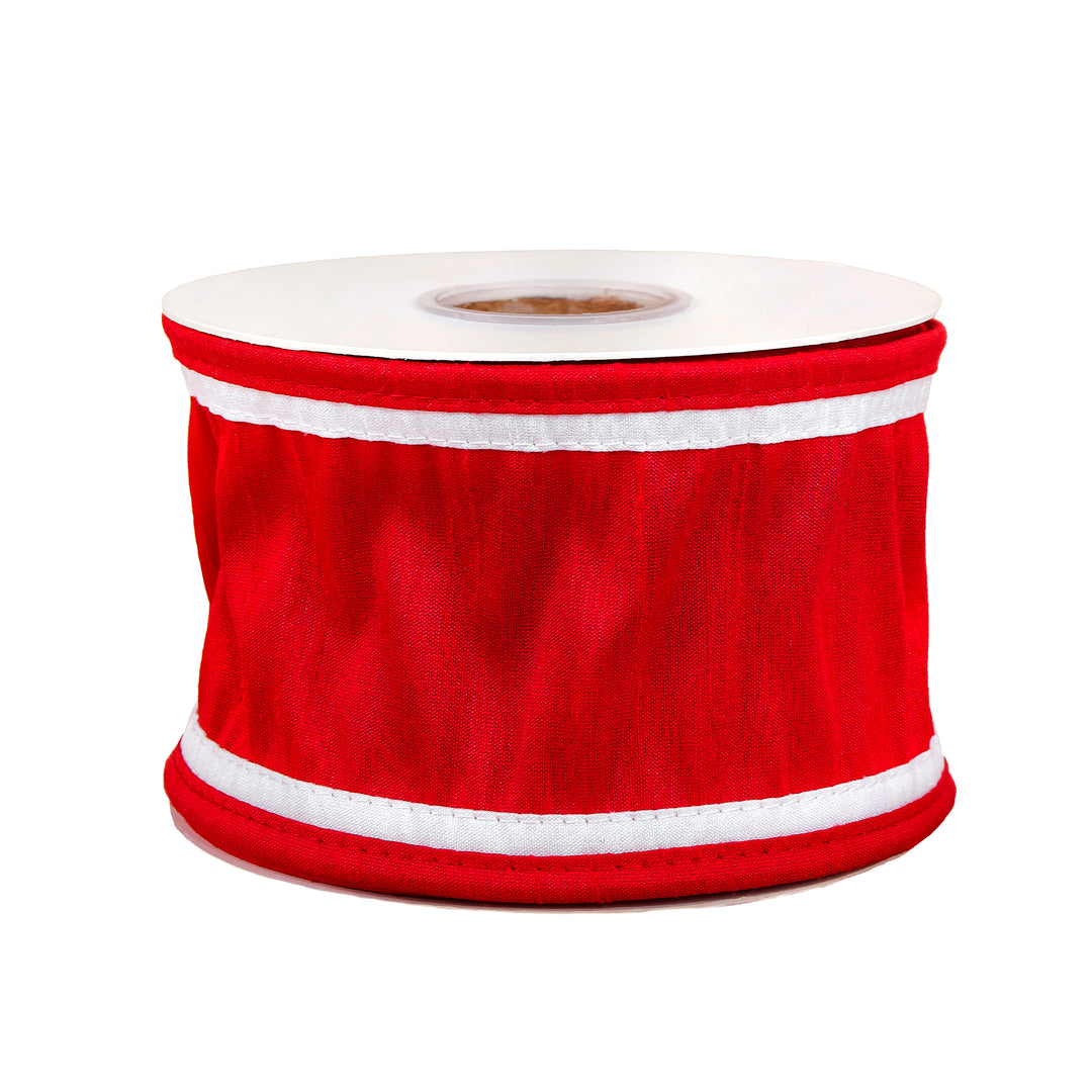 3" HGTV Home Collection Dupioni Double-Sided Ribbon, Red & White
