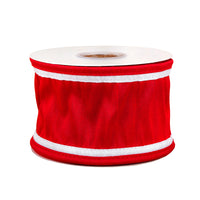 3" HGTV Home Collection Dupioni Double-Sided Ribbon, Red & White - National Tree Company