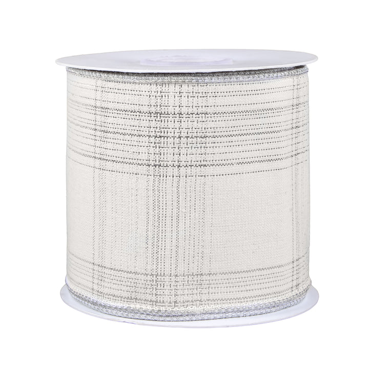 3" HGTV Home Collection Double-Fused Silver Plaid Ribbon