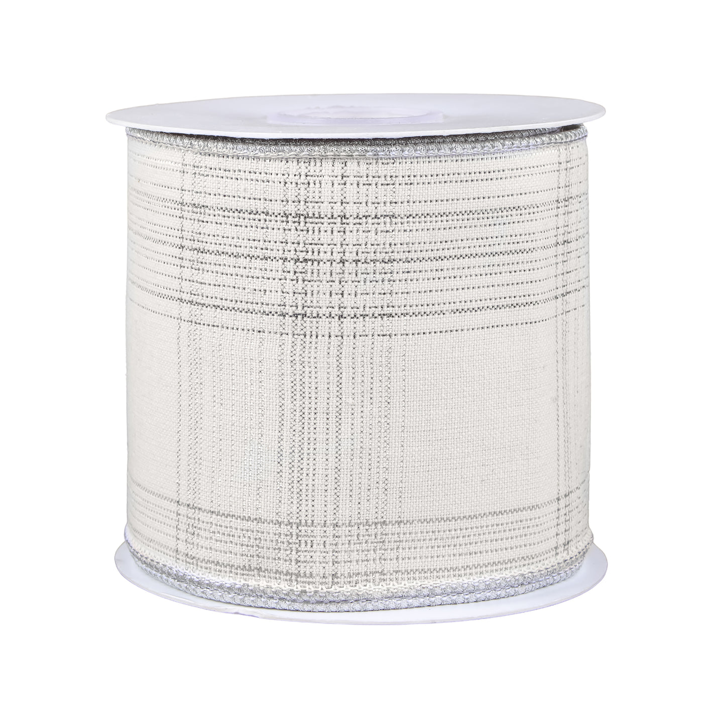 3" HGTV Home Collection Double-Fused Silver Plaid Ribbon - National Tree Company