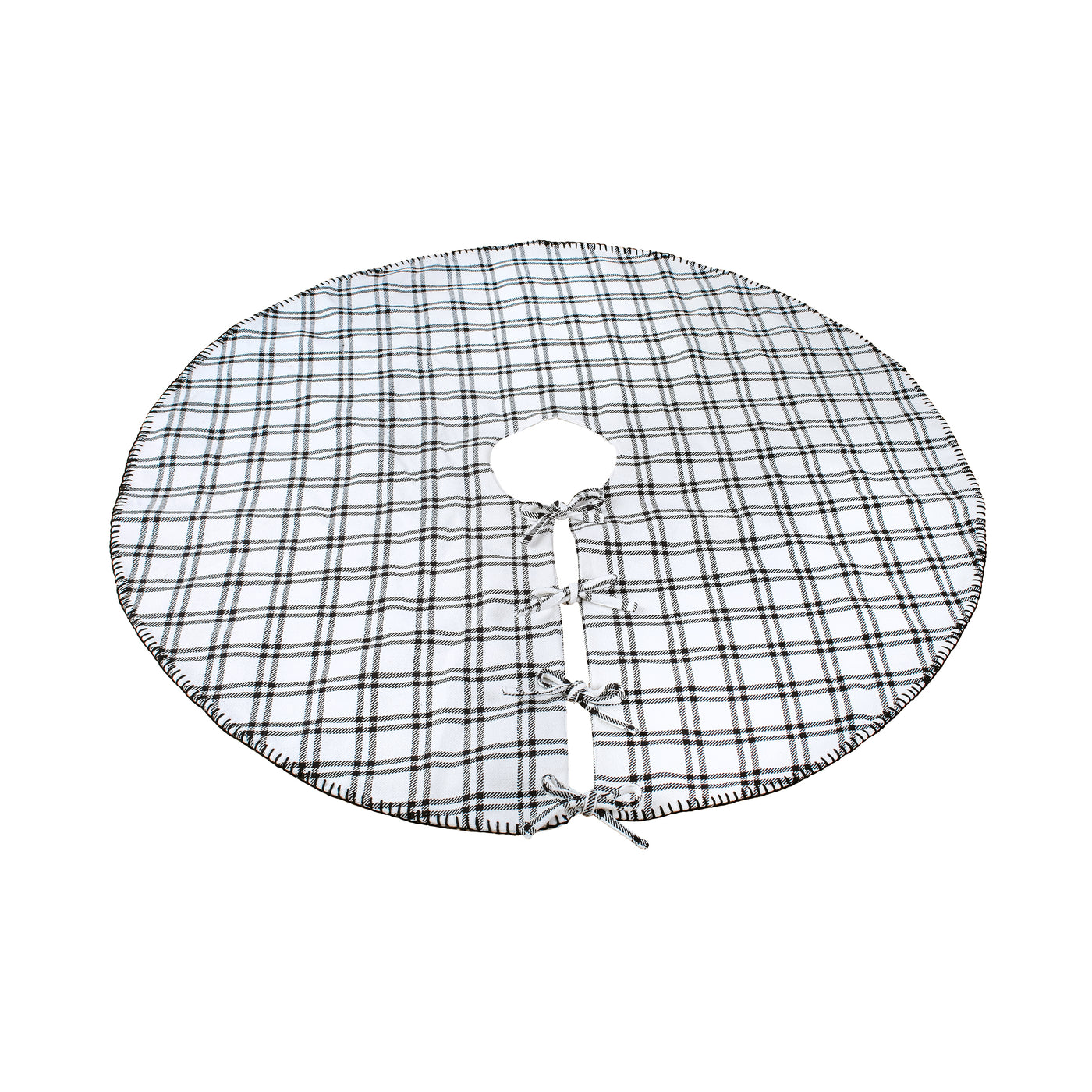 48 in. HGTV Home Collection Black White Ric Rac Border Tree Skirt - National Tree Company