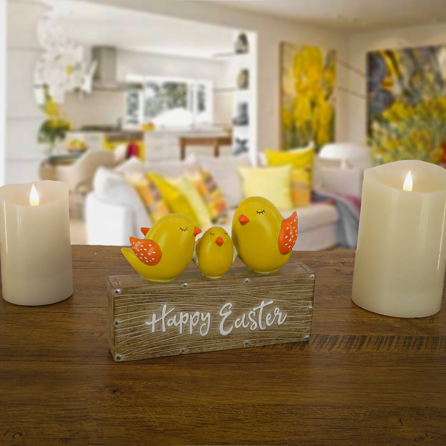 6 in. Happy Easter Table Decoration Decorated with 3 Chicks