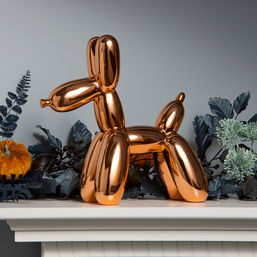 11 in. Halloween Orange Balloon Dog Figurine