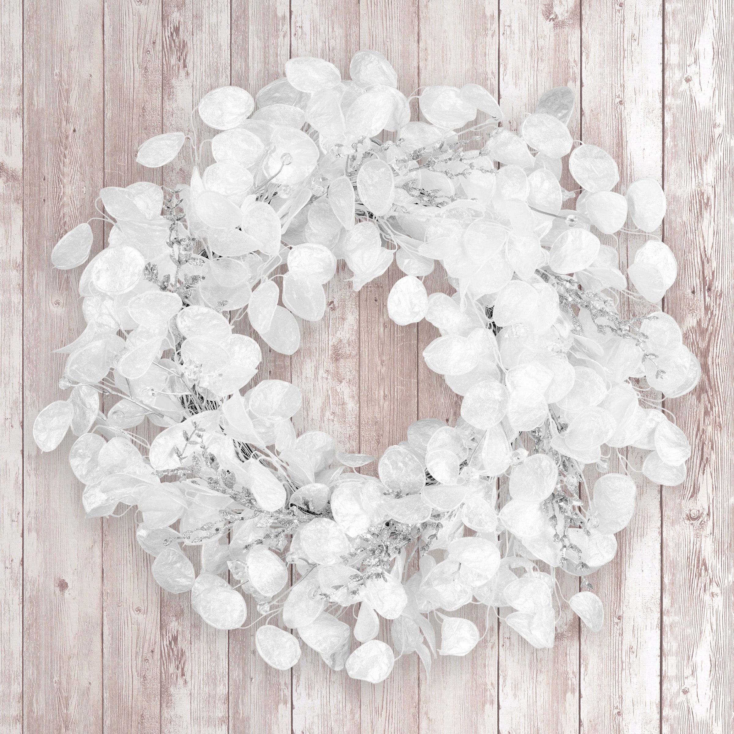 ☆frozenページ☆ホワイトローズと小花のシルバーリボン入り豪華大リース 24 in. Winter Frost White Wreath · National Tree Company