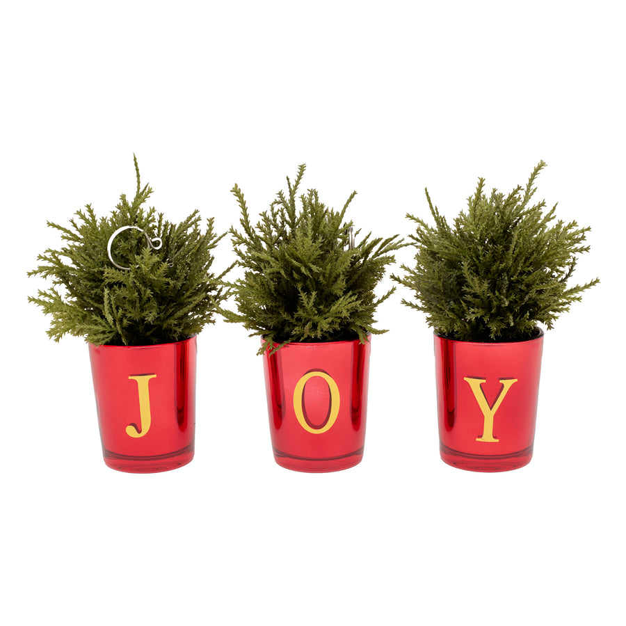 8 in. Christmas Joy Tabletop Card Holder Votive 3 Piece - National Tree Company