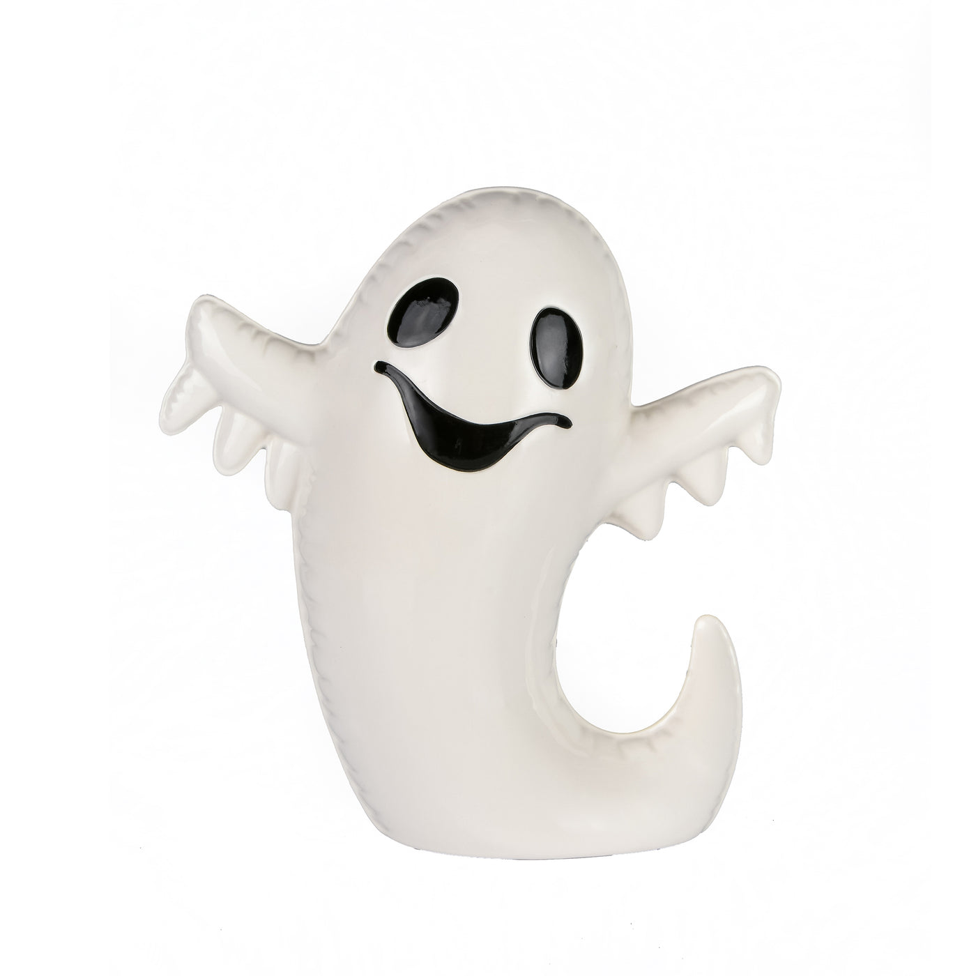 Halloween Tabletop Decoration, White, Happy Ghost, 9 Inches - National Tree Company