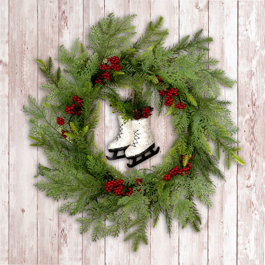 22 in. Winter Skates Wreath