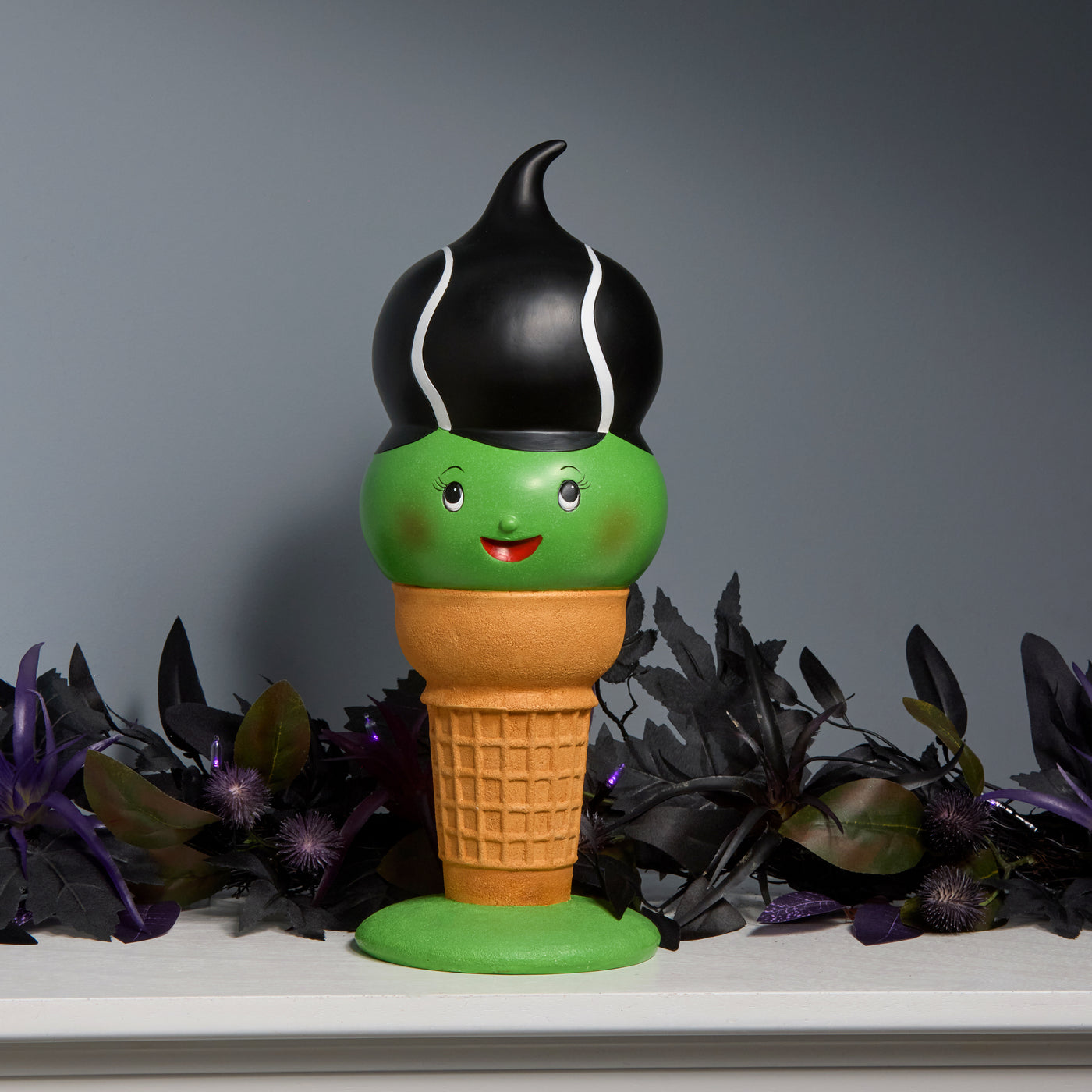 Halloween Frankenstein I-Scream Cone, Orange, Tabletop Decoration, 14 inch - National Tree Company