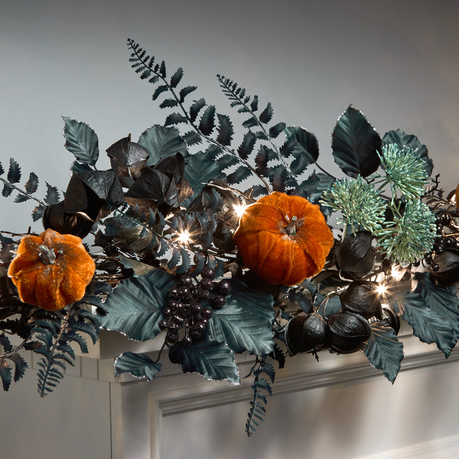 6 ft. Pre-Lit Halloween Garland with Pumpkins and LED Lights
