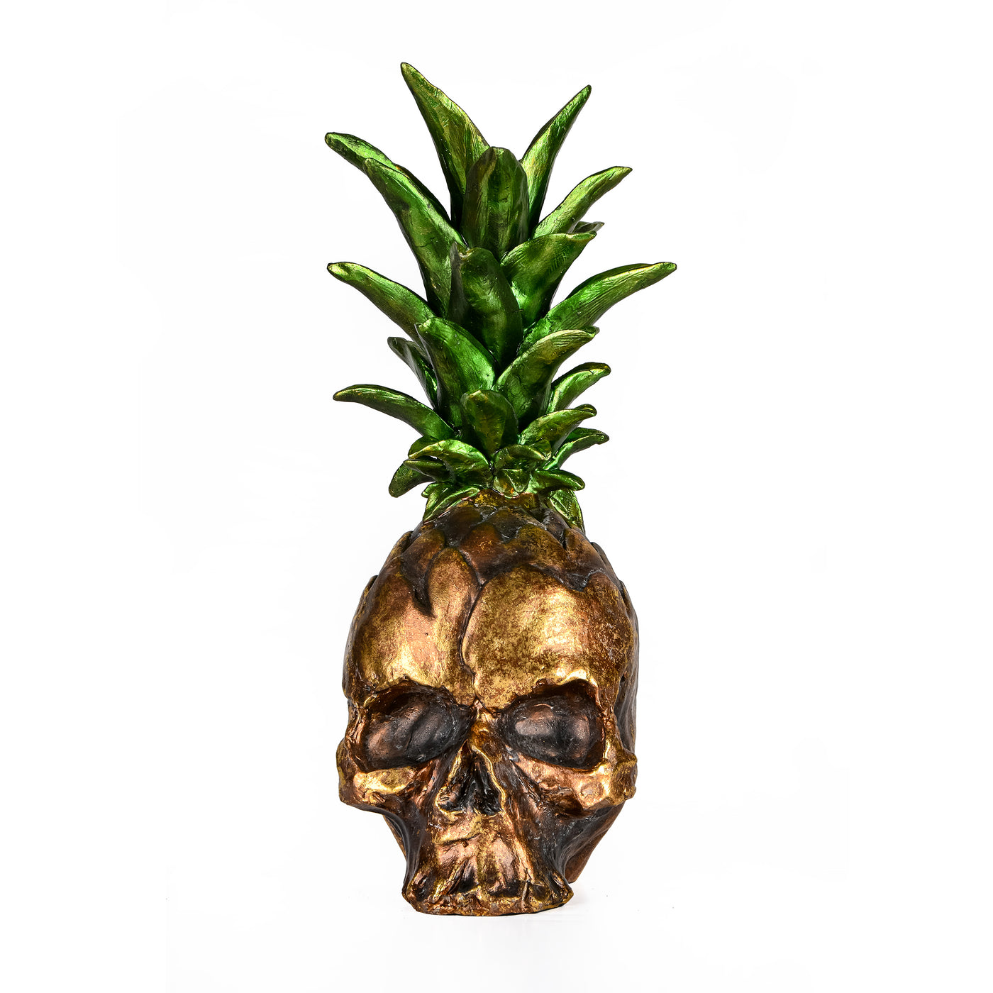 Halloween Tabletop Decoration, Gold, Pineapple Skull, 14 Inches - National Tree Company