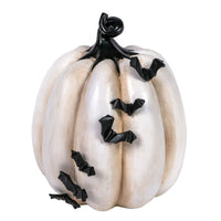 Halloween Tabletop Decoration, White, Crawling Bats Pumpkin, 9 Inches - National Tree Company