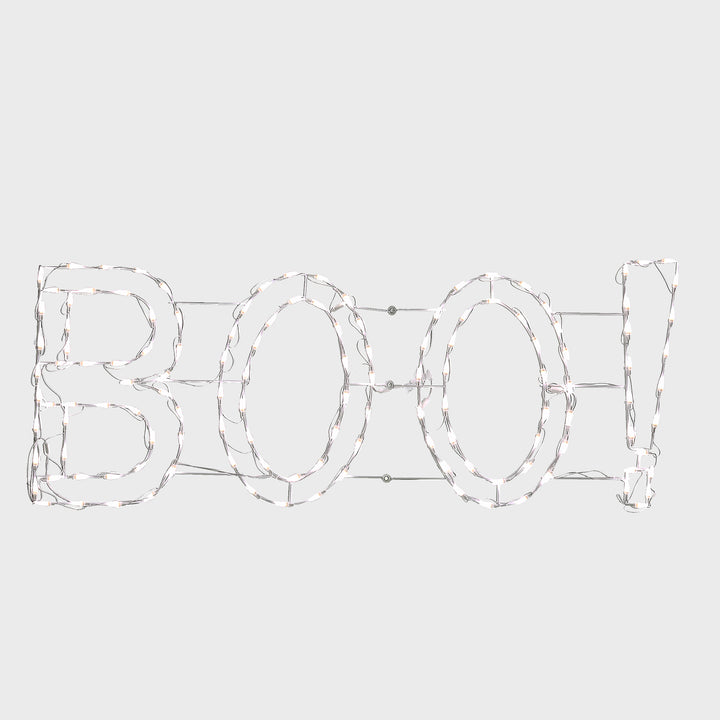 Halloween Lighted Sign Decoration, White, 'BOO' Sign, LED Lights, Plug In, 5 Feet