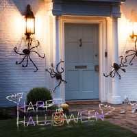 Halloween Lighted Sign Decoration, White, Happy Halloween Sign, LED Lights, Plug In, 57 Inches - National Tree Company