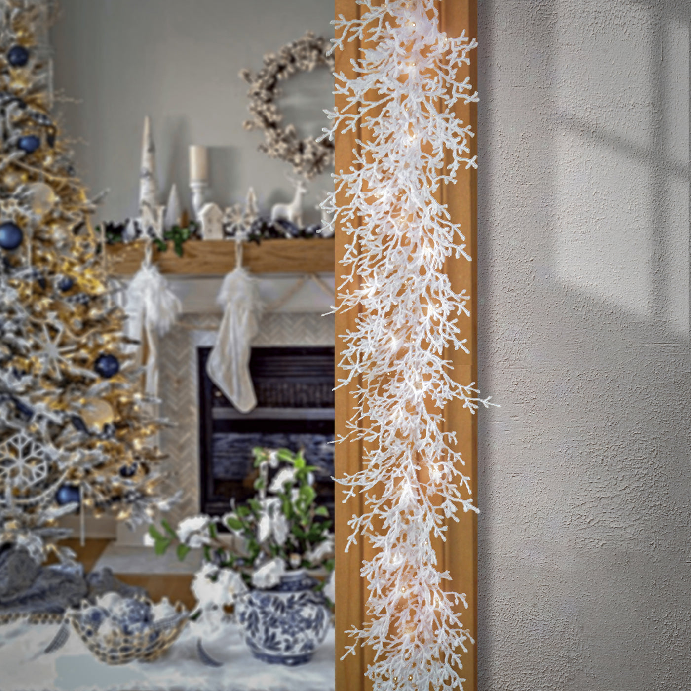 6 ft. Pre-Lit HGTV Home Collection Christmas by the Sea Coral Garland - National Tree Company