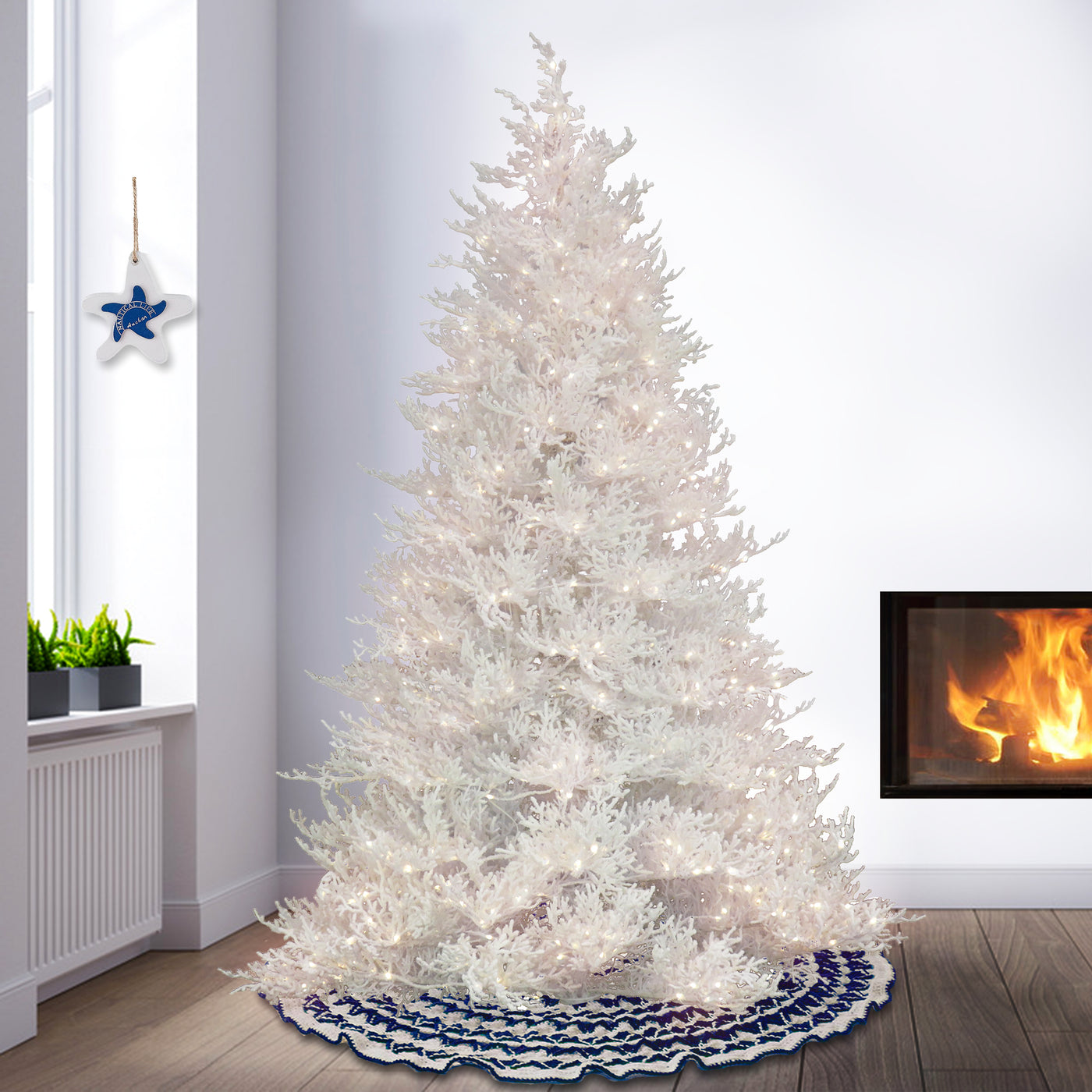 9ft. Pre-Lit Christmas by the Sea Coral Tree with Warm White LED Lights - National Tree Company