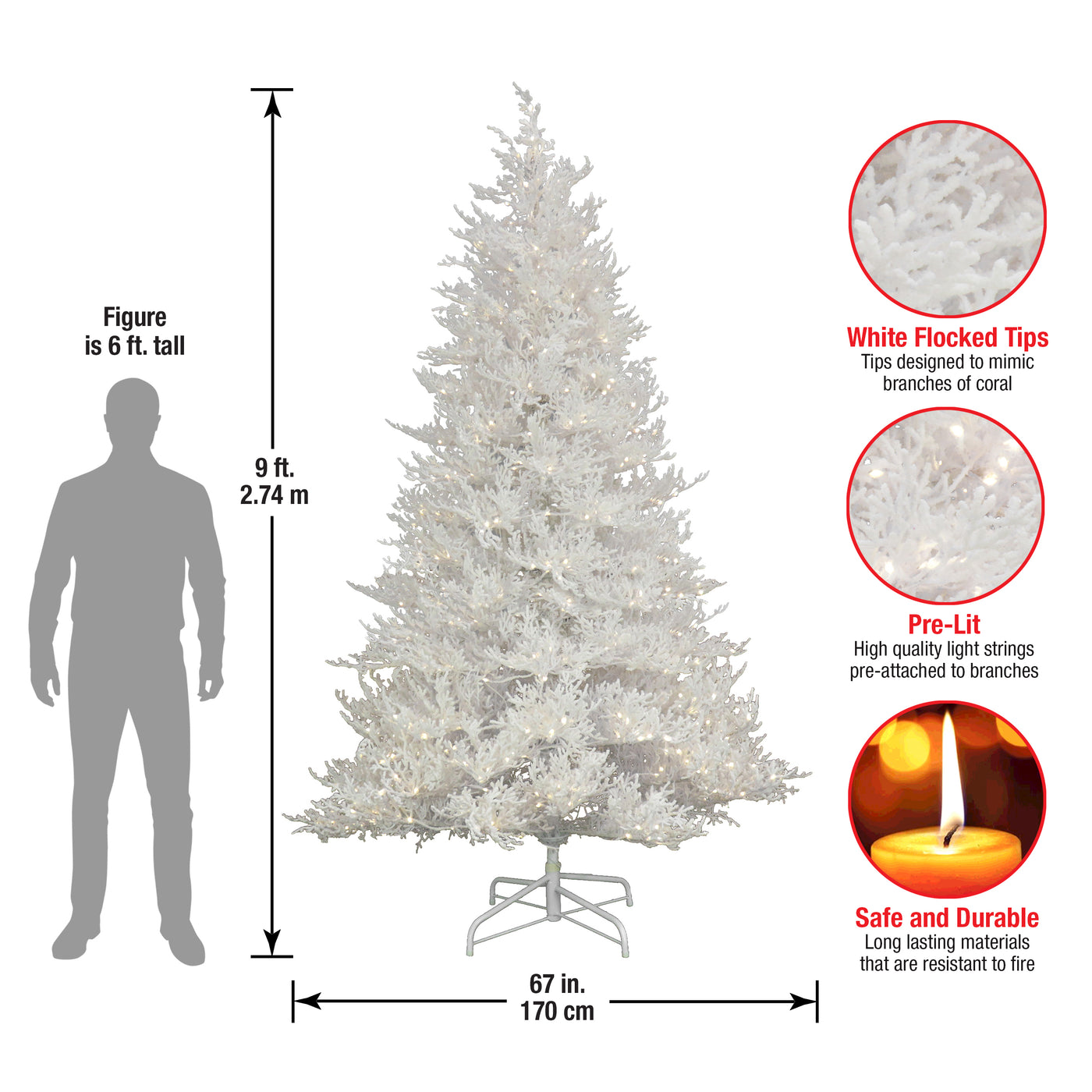 9ft. Pre-Lit Christmas by the Sea Coral Tree with Warm White LED Lights - National Tree Company