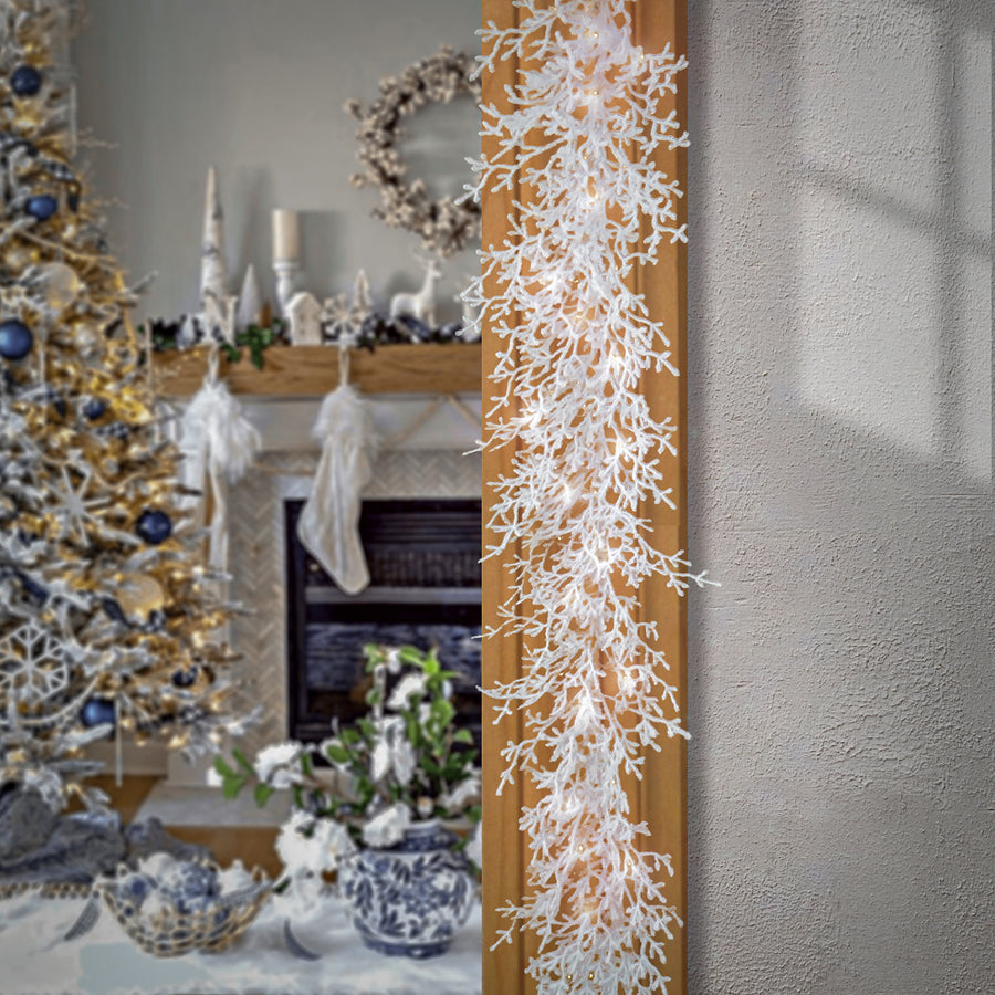 9 ft. Pre-Lit HGTV Home Collection Christmas by the Sea Coral Garland