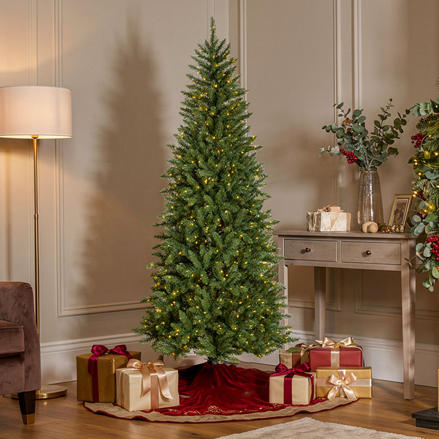 7.5 ft. Pre-Lit Havenwood Fir Slim Tree with Warm White LED Lights - National Tree Company