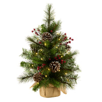 2 ft. Iced Berry Pine Burlap Tree with LED Lights - National Tree Company