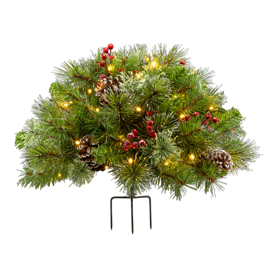 22 in. Iced Berry Pine Urn Filler with LED Lights - National Tree Company