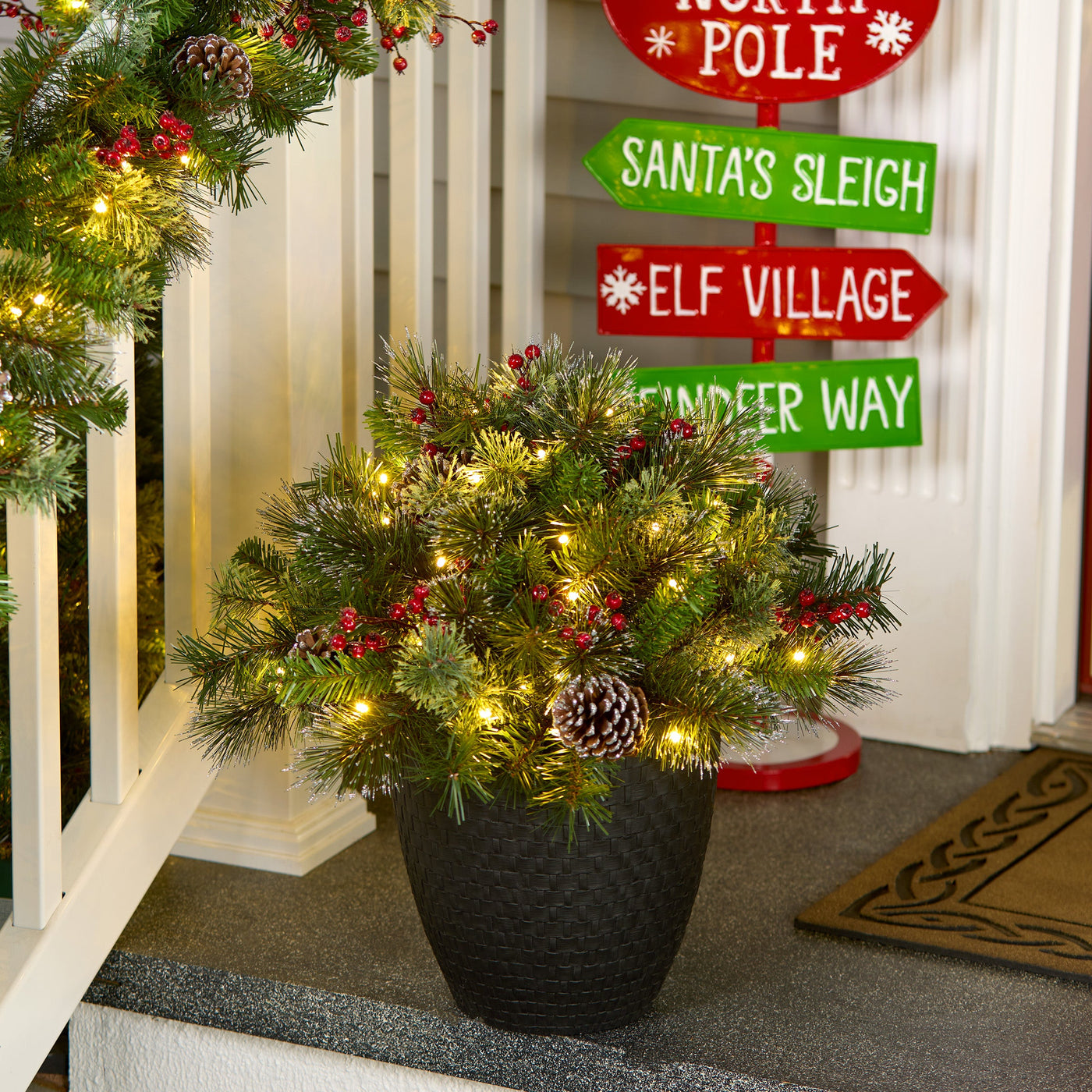 22 in. Iced Berry Pine Urn Filler with LED Lights - National Tree Company