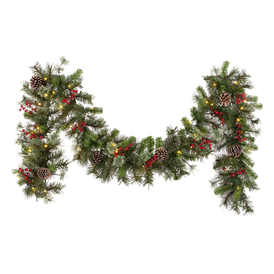 9 ft. Iced Berry Pine Garland with LED Lights - National Tree Company