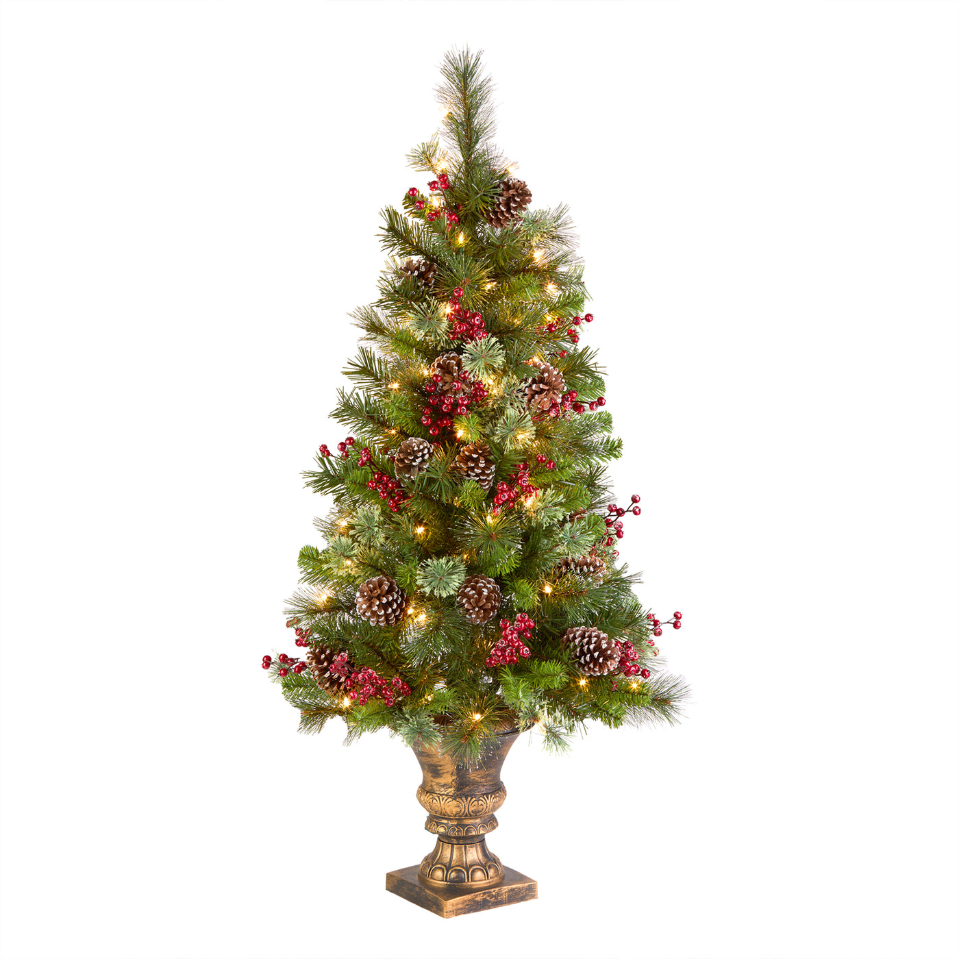 4 ft. Pre-Lit Iced Berry Pine Entrance Tree with Clear Lights - National Tree Company