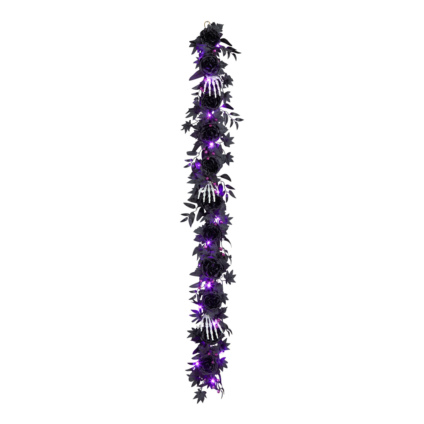 Halloween  6ft Artificial Bad to the Bone Garland, 30 Purple LED Lights, Battery Operated - National Tree Company