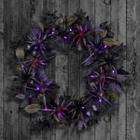 Halloween 24inch Artificial Scare in the Air Wreath, 30 Purple LED Lights, Battery Operated - National Tree Company