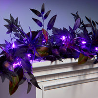 Halloween 6ft Artificial Scare in the Air Garland, 30 Purple LED Lights, Battery Operated - National Tree Company