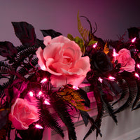 Halloween  6ft Artificial Cute and Creep Garland, 50 Pink LED Lights, Battery Operated - National Tree Company