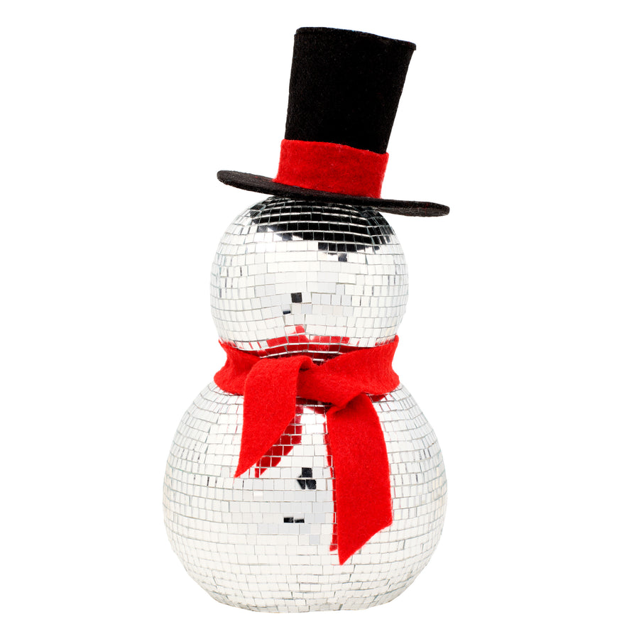 12in. Disco Ball Snowman with Red Scarf - National Tree Company