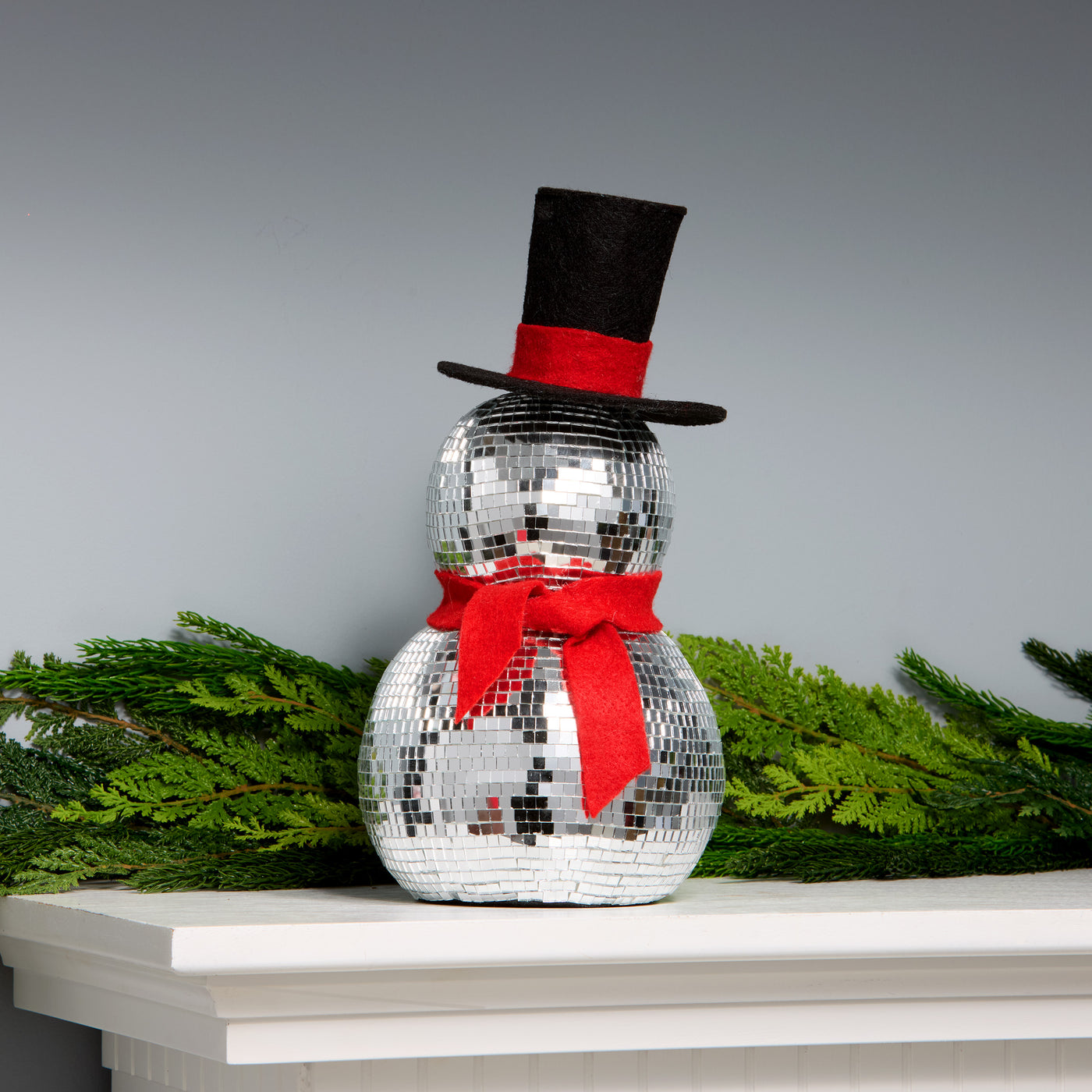 12in. Disco Ball Snowman with Red Scarf - National Tree Company