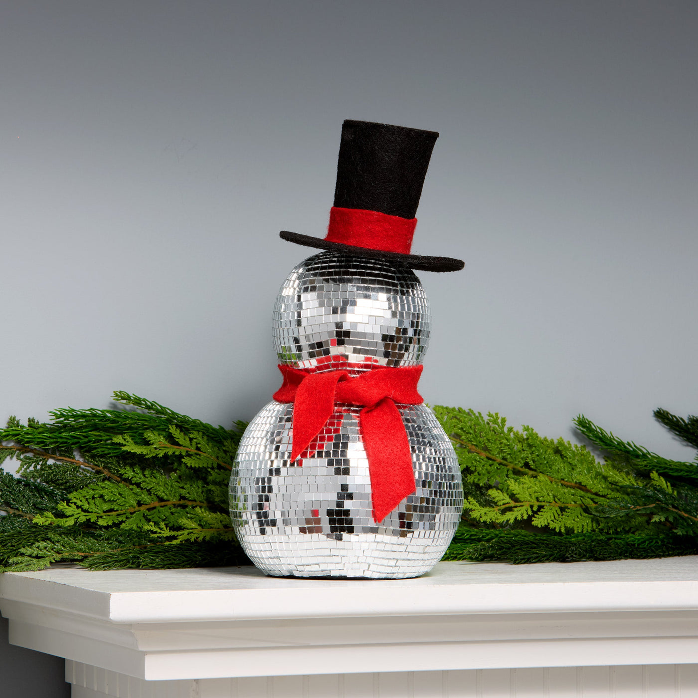 12 in. Disco Ball Snowman with Red Scarf - National Tree Company