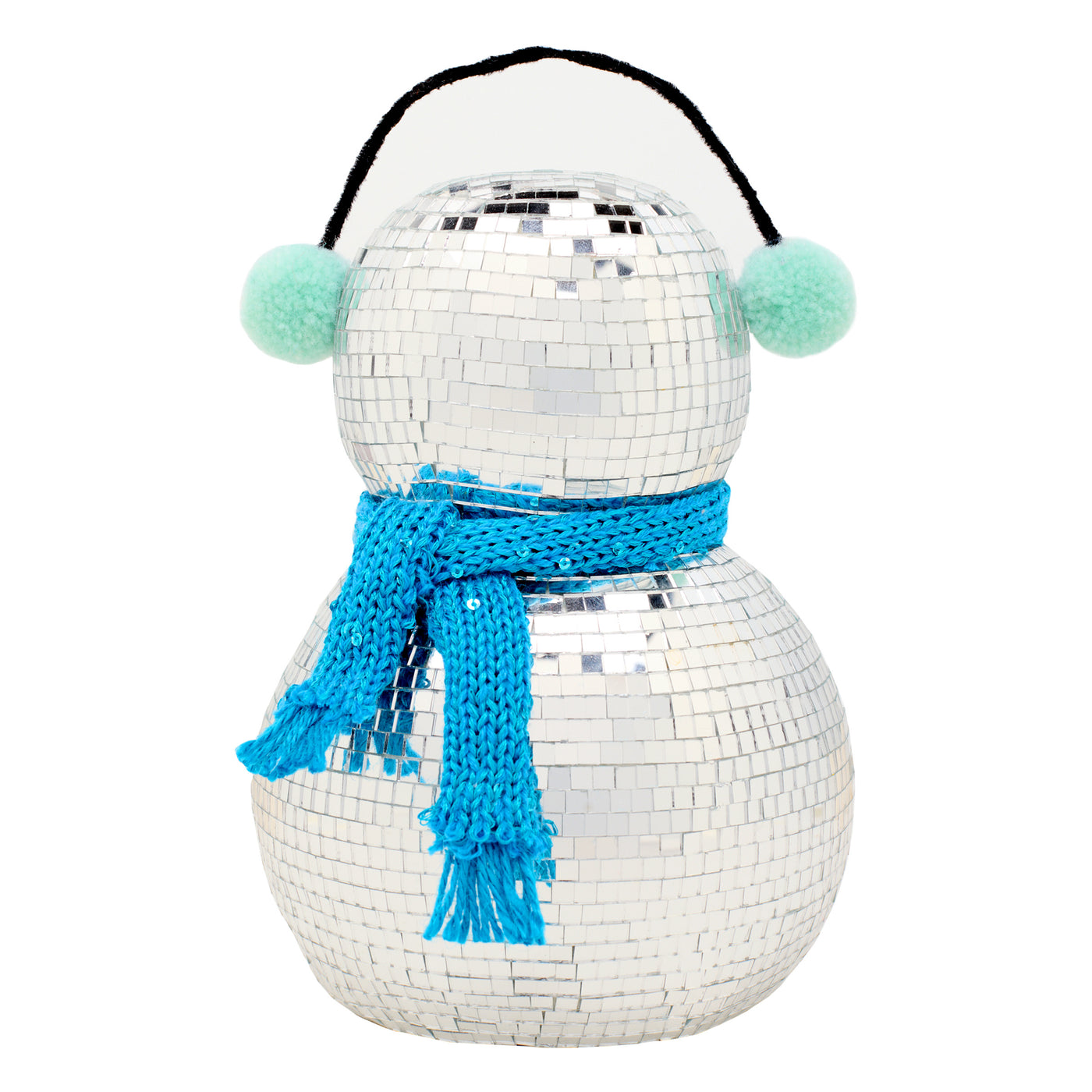 10in. Dicso Ball Snowman with Blue Scarf - National Tree Company